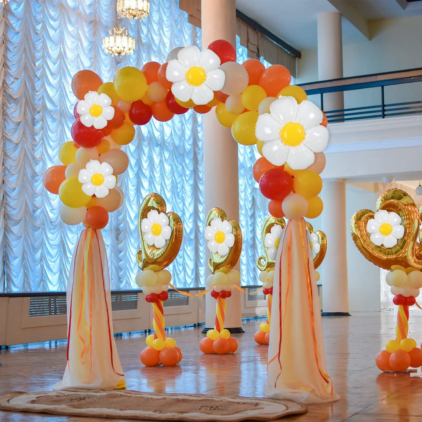 Sotiff 21 Pcs Flower Balloons Daisies Balloons White Groovy Flower