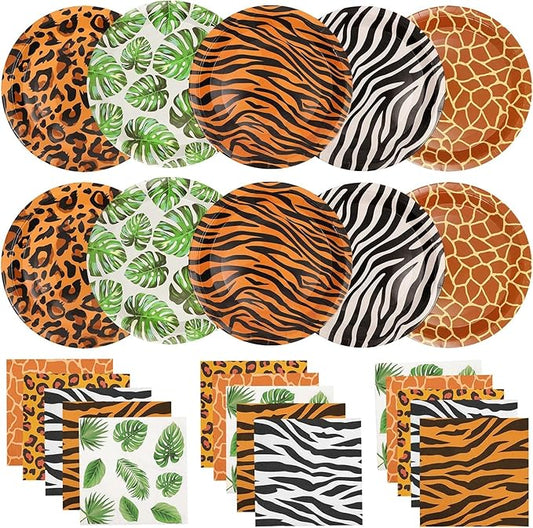 100Pcs Jungle Safari Wild Animal Party Supplies Disposable jungle