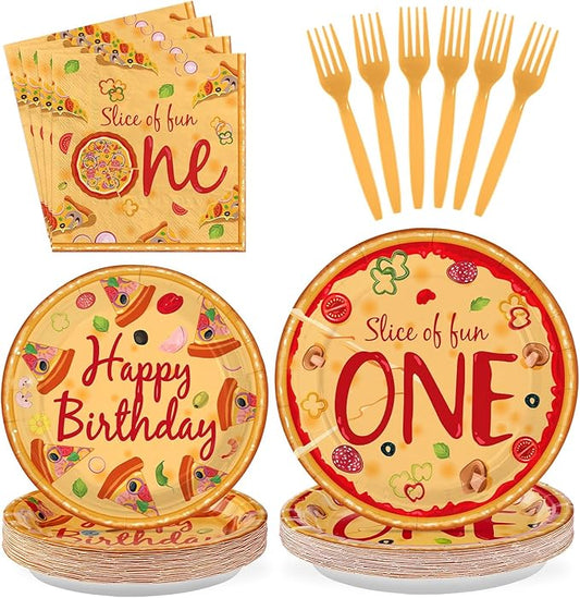 96Pcs Pizza One Birthday Party Decorations Pizza 1st Birthday Party
