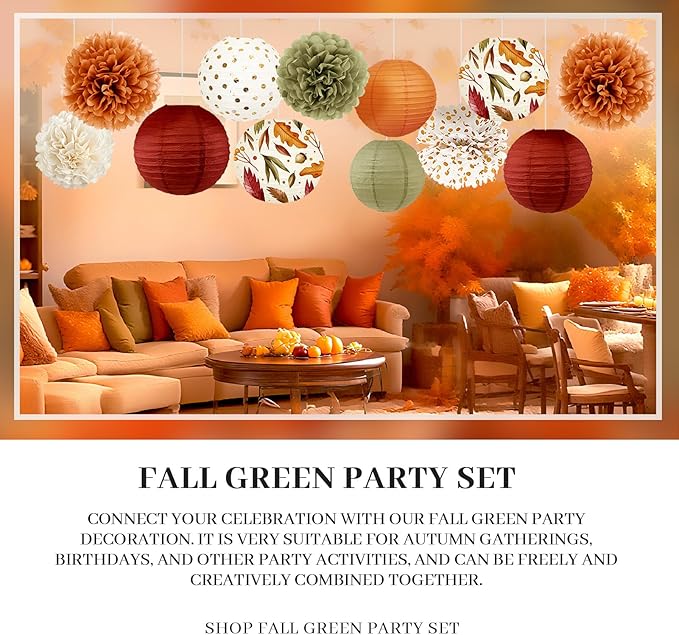 Fall Wedding Decorations 12 PCS Orange Maple Leaf Paper Lanterns