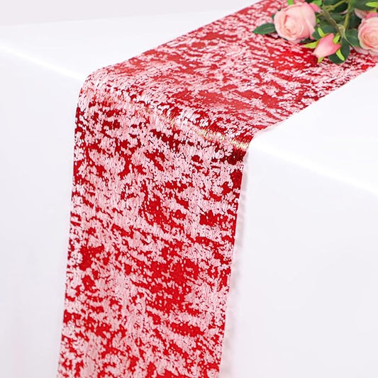 2Pcs Red Table Runner Roll Sequin Glitter Metallic Foil