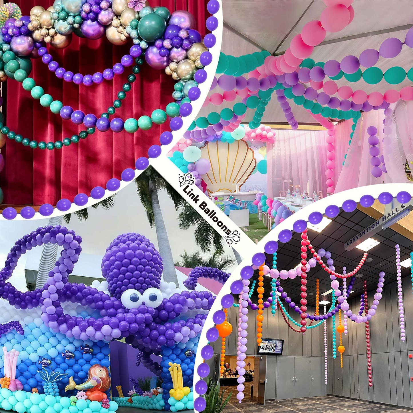 Purple Quick Linking Balloons, 100PCS 6 Inch Purple Link Balloons for