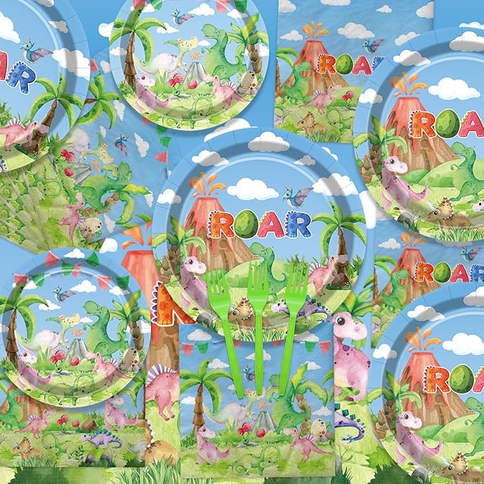 81 Pcs Dinosaur Birthday Decorations Including Dinosaur