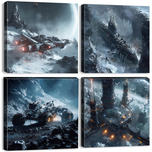 Cyberpunk Space Wall Decor Science Fiction Themed Astronaut Wall Art
