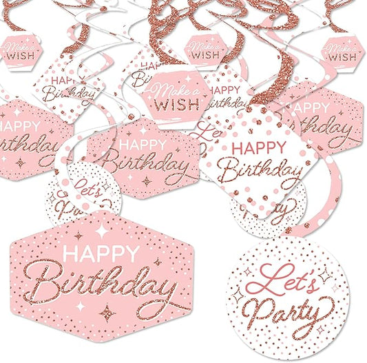 Big Dot of Happiness Pink Rose Gold Birthday Happy Birthday Party