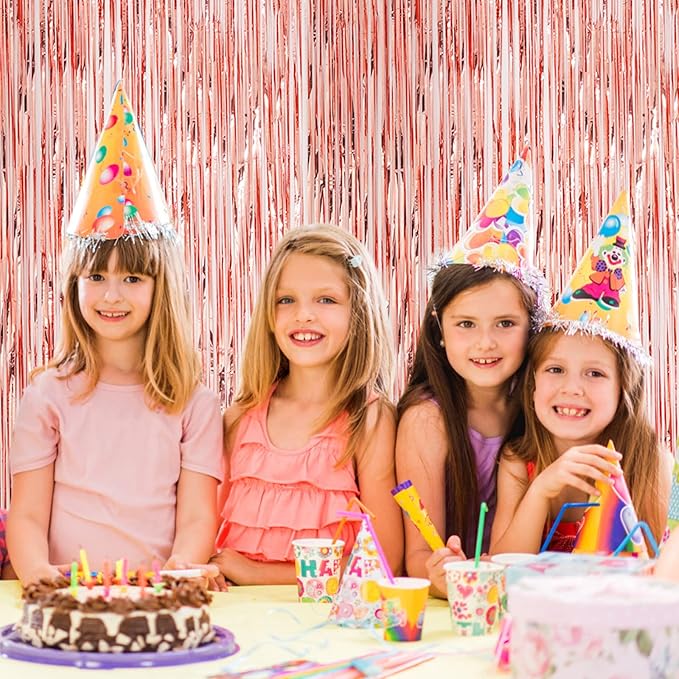 3 Pack 3.3x8.2 Feet Rose Gold Foil Fringe Backdrop