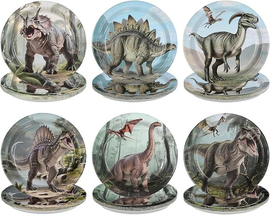 60 Pcs Dinosaur Birthday Decorations Paper Plates 9 Heavy Duty Dino