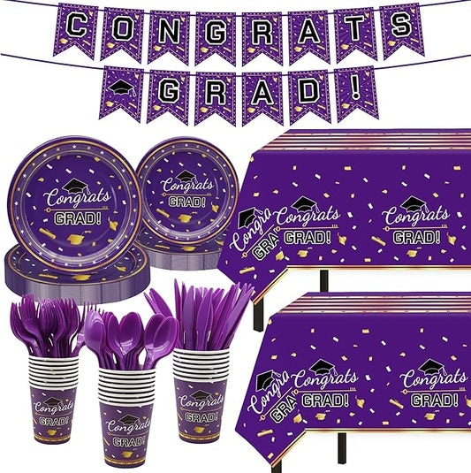 Graduation Decorations Class of 2026 147 PCS Purple and Gold