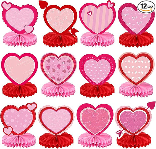 12 Pcs Valentine's Day Honeycomb Centerpieces Valentines Table