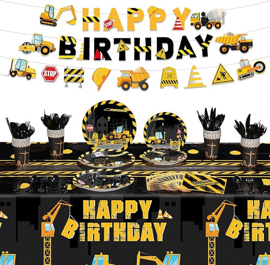 173 Pcs Construction Birthday Party Supplies Serves 24 Include