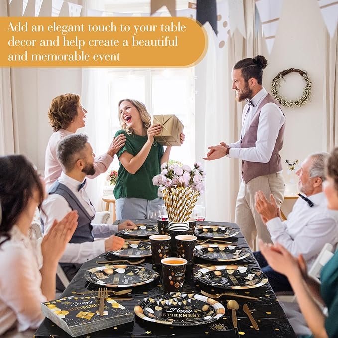 452 Pcs Happy Retirement Party Decorations Men for 50 Guests Black