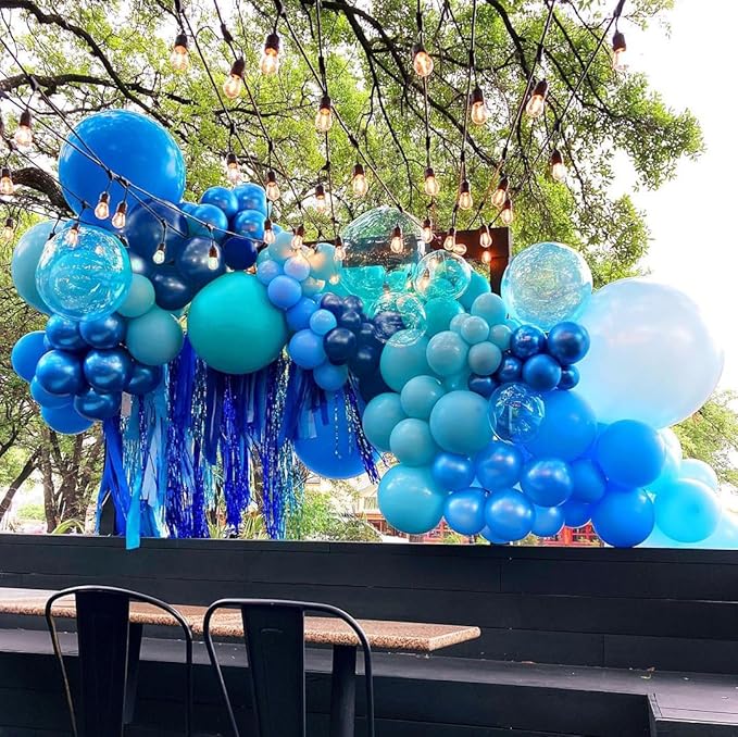 Bezente Blue Balloons Set,60pcs 12 inch Metallic Blue Pearl Blue Navy