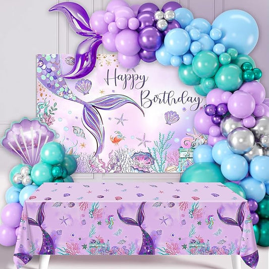 Mermaid Birthday Party Decorations 105pcs Purple Mermaid Birthday