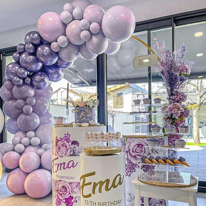 PartyWoo Dusty Purple Balloons 100pcs Different Sizes Pack of 18 12