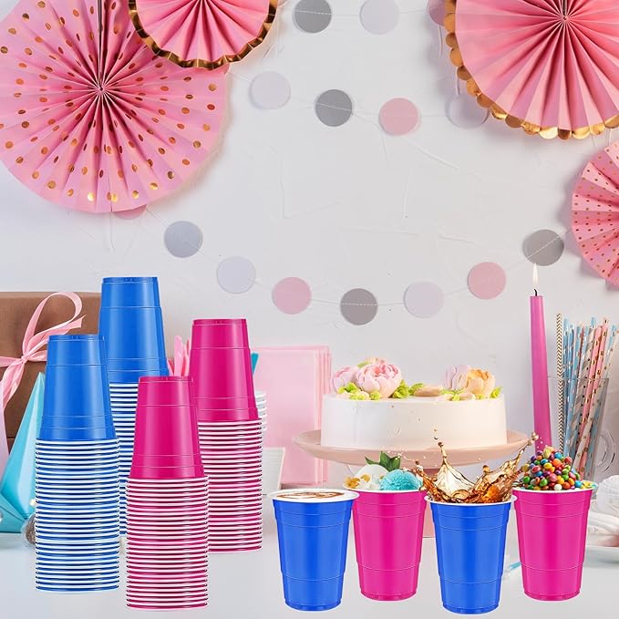 120 PCS Blue And Pink Disposable Plastic Cups Gender Reveal Plastic