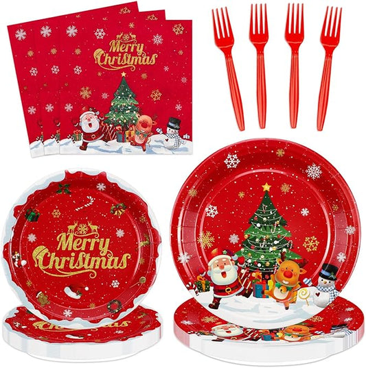 Christmas Party Decorations Including Merry Christmas Paper Plates