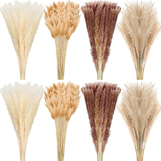 400 Pcs Dried Pampas Grass Decor Bulk 17 Inch White Dried Reed Grass