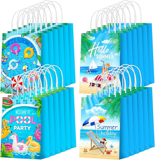 24 Pieces Summer Pool Party Favors Bags Beach Gift Goodie Paper Bags