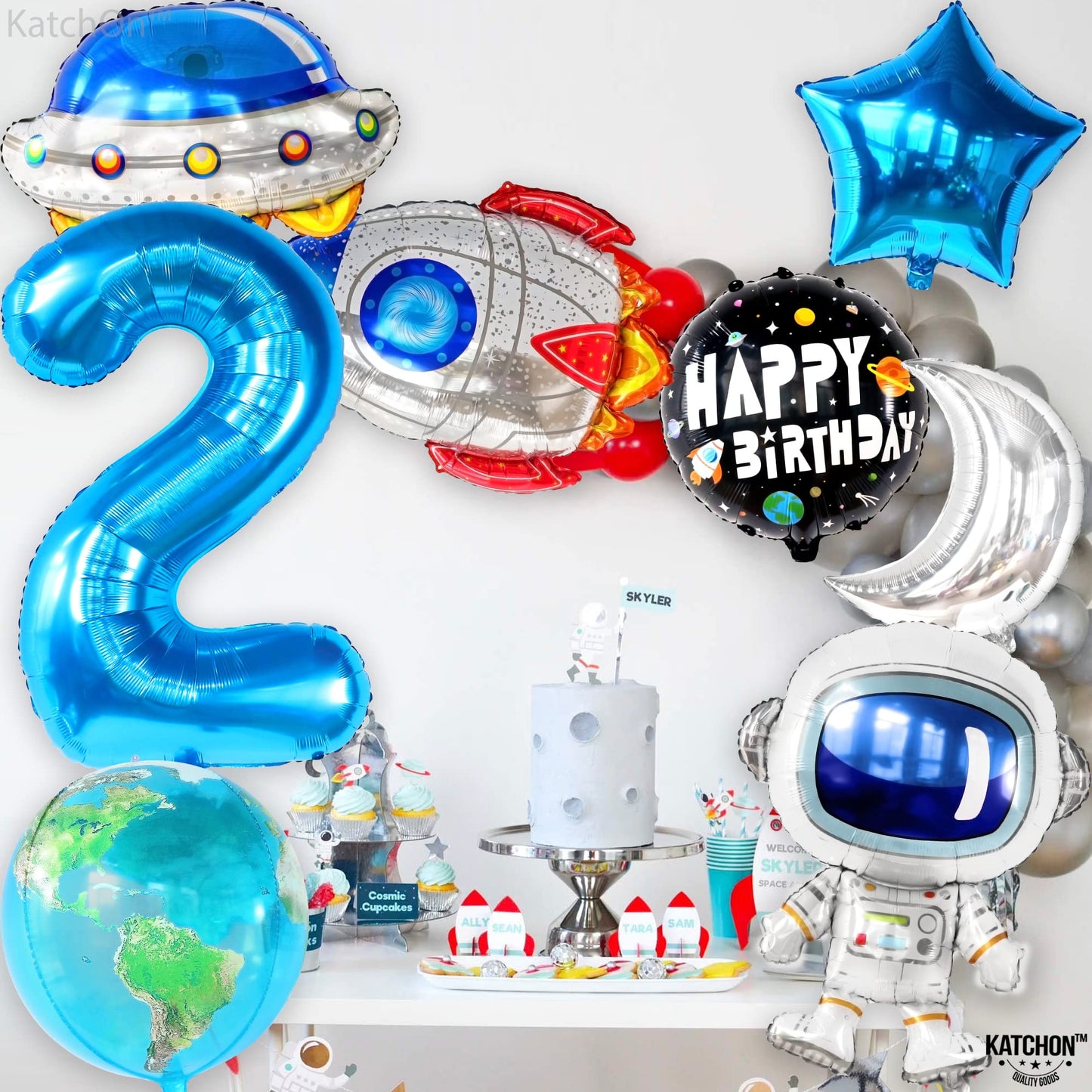 Big Two The Moon Balloons - Pack of 8 | Space Birthday