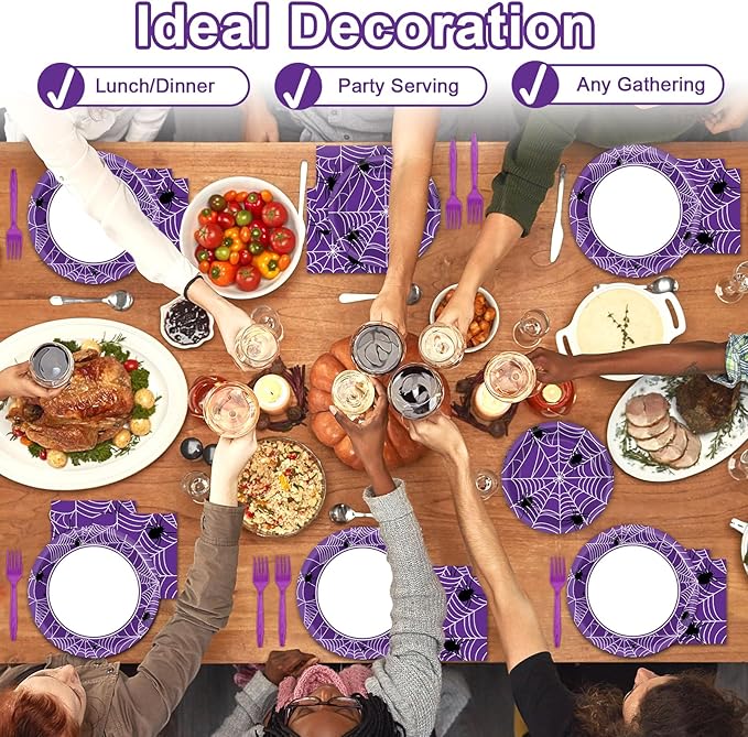 100 Pcs Halloween Birthday Party Supplies Paper Plates and Napkins