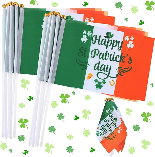Outus 30 Pcs St Patricks Day Stick Flags Decorations Small Mini