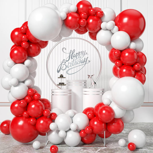 Red and White Balloon Arch Kit, Red and White Balloon Garland Kit, Red