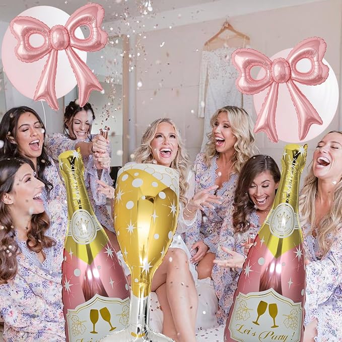 91 Pcs Rose Gold Balloons Huge Explosion Star Balloons Champagne