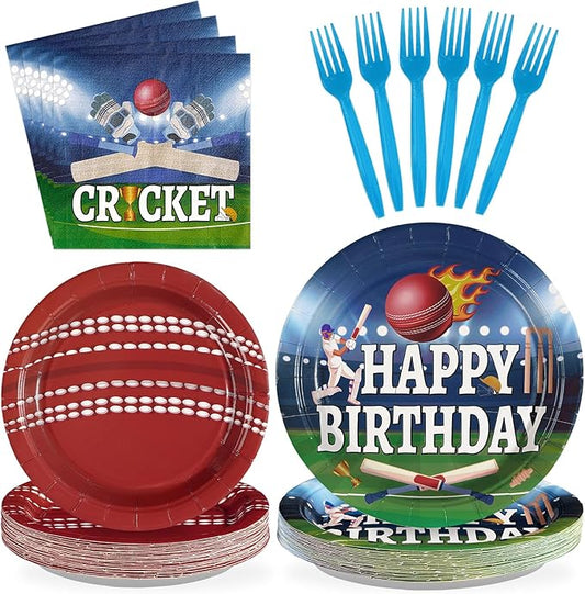96Pcs Cricket Birthday Party Decoration Sports Theme Ball Plates and