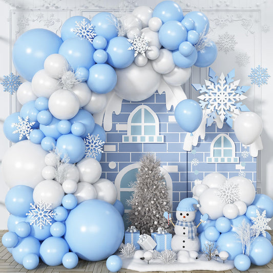 Blue and White Balloon Arch Kit, 100pcs Light Blue White Balloon