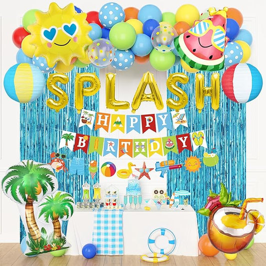 Summer Pool Beach Party Decorations, Splash Birthday Bash Party
