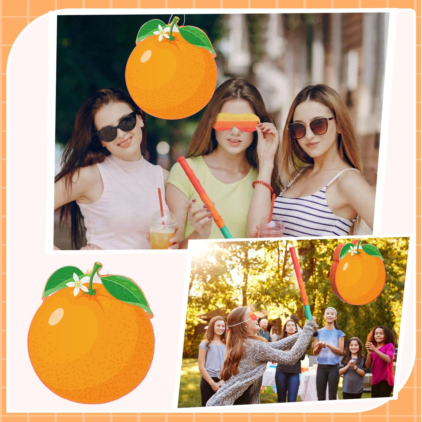 Orange Piñata Orange Citrus Party Game Set Summer Fruit Piñata