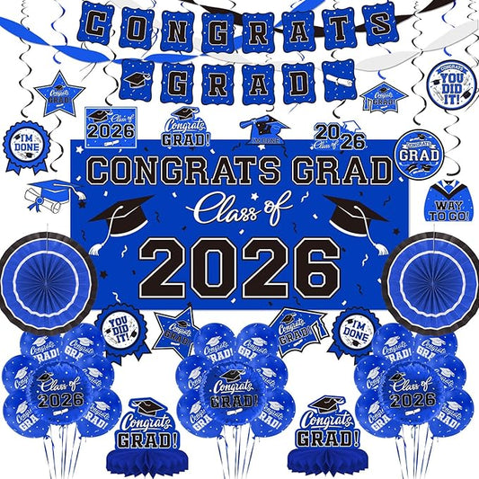 Graduation Decorations 2026 Set Congrats Grad Banner Class of 2026
