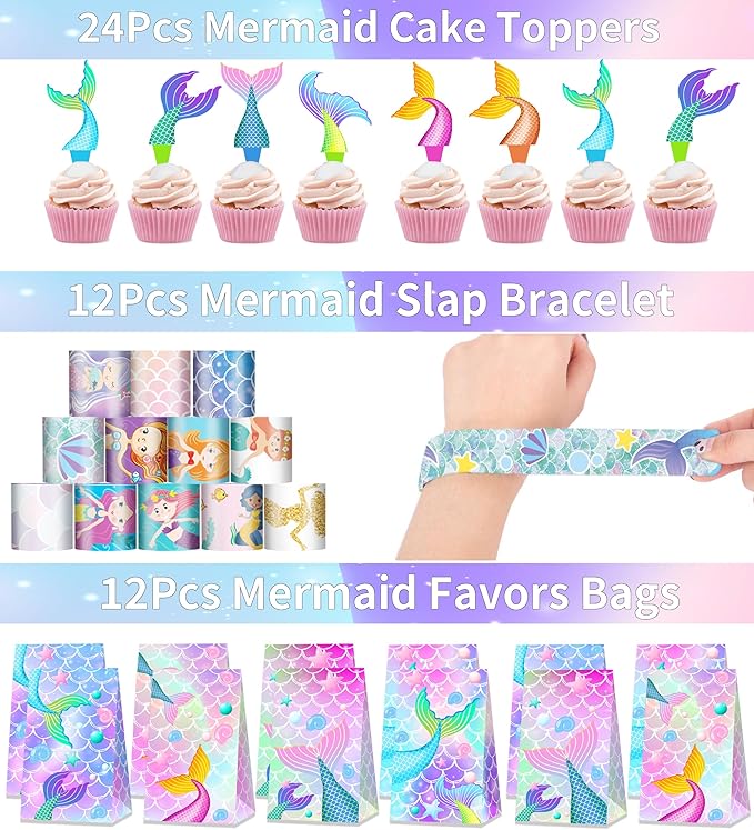 320PCS Mermaid Party Favors Birthday Decorations Supplies Kit with