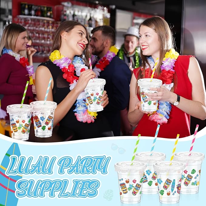 Hawaiian Party Decorations Cups 12 oz Luau Party Decorations Plastic