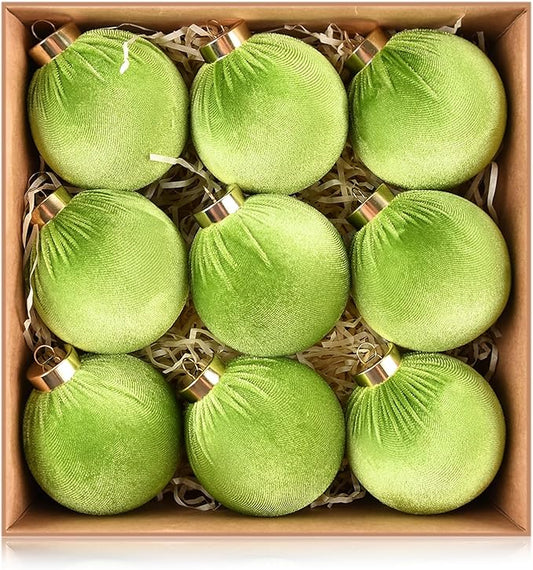 Velvet Ornaments for Christmas Tree Decorations - Lime Green Xmas