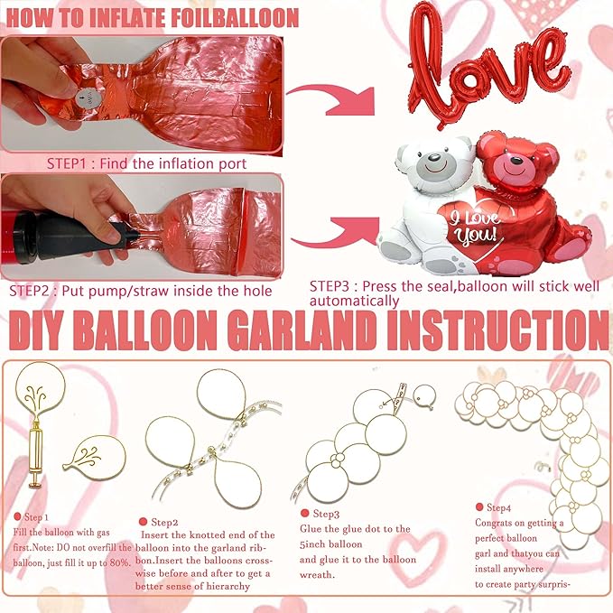Valentine Day Balloon Decorations Kit Balloons Arch Garland With Red