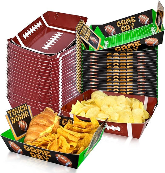 Football Party Supplies Kit for 36 Large Football Food Plates