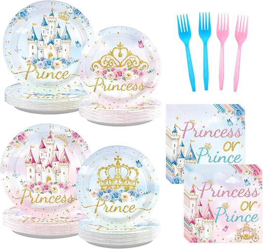 96 Pcs Princess or Prince Gender Reveal Decorations Princess Prince