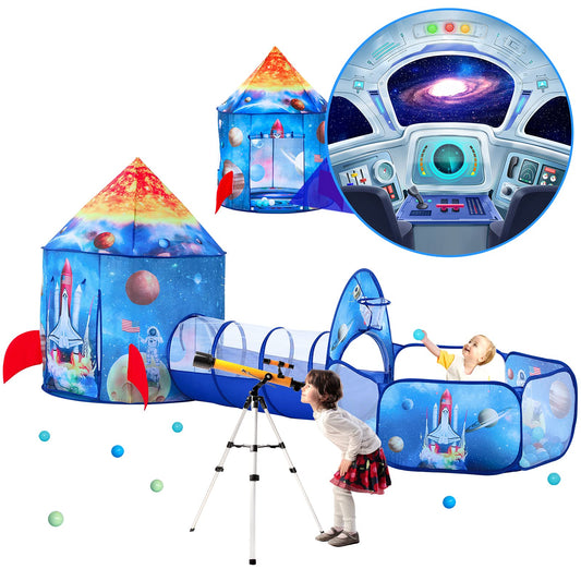 PigPigPen 3pc Kids Play Tent for Boys with Ball Pit, Crawl Tunnel,
