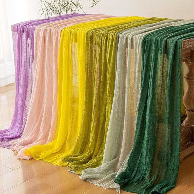 6pcs Spring Table Runner Lavender Gauze Rustic Boho