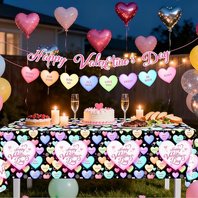 Valentines Day Party Decorations Black Happy Valentine's Day Plates