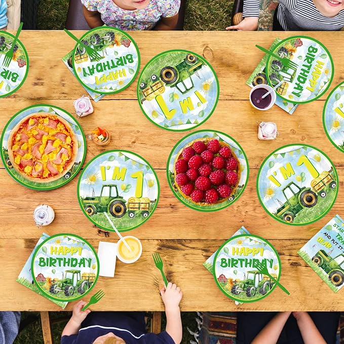 96Pcs Tractor 1st Birthday Party Decorations for Boys Farm Tractor