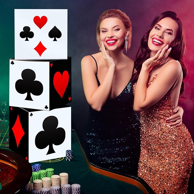 12 PCS Casino Theme Party Decoration 11.8 Inches Poker Favor Boxes