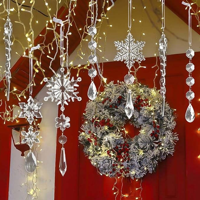 18pcs Crystal Christmas Ornaments for Tree Decorations-Hanging