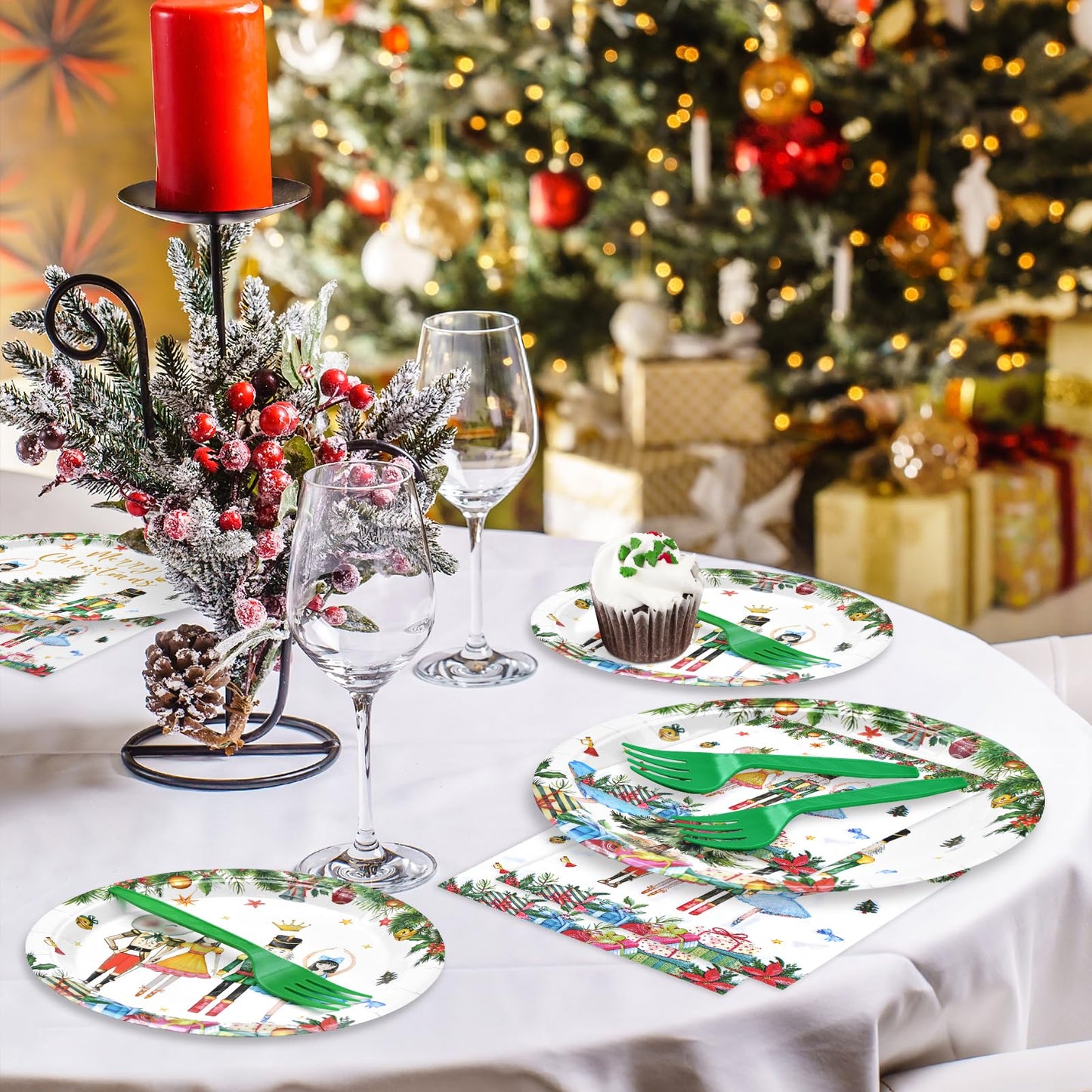 96 Pieces Christmas Ballet Party Tableware Set – Festive Disposable