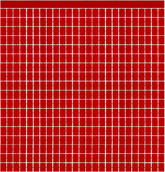 GOER Red Party Backdrop Metallic Tinsel Foil Fringe Curtains Photo