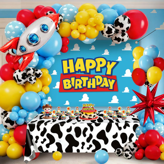 Cowboy and Space Birthday Decorations for Boys, Cartoon Theme Party