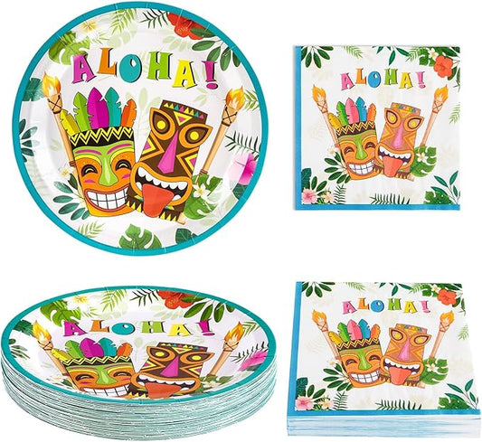 Aloha Luau Plates and Napkins Serves 50 Gusets 100PCS Hawaiian