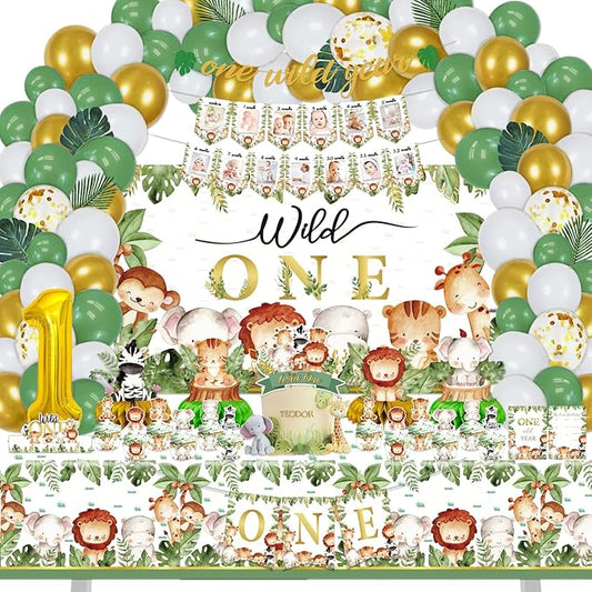 Wild One party Decorations 150 Pcs Jungle Animal Party Supplies