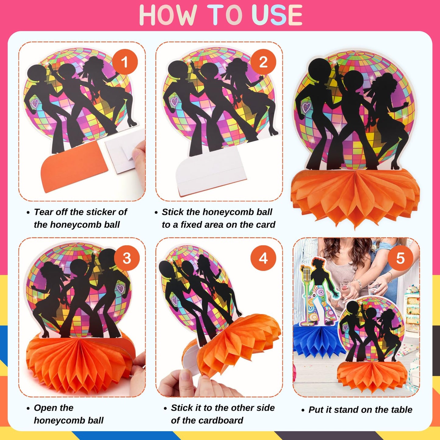 70s Disco Table Centerpieces for 1970s Disco Fever Party Decorations